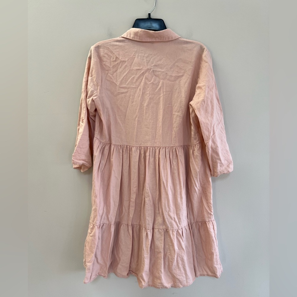 Ripe Maternity Adel Button Through Linen Nursing Shirt Dress, Soft Pink, S - Picture 4 of 10